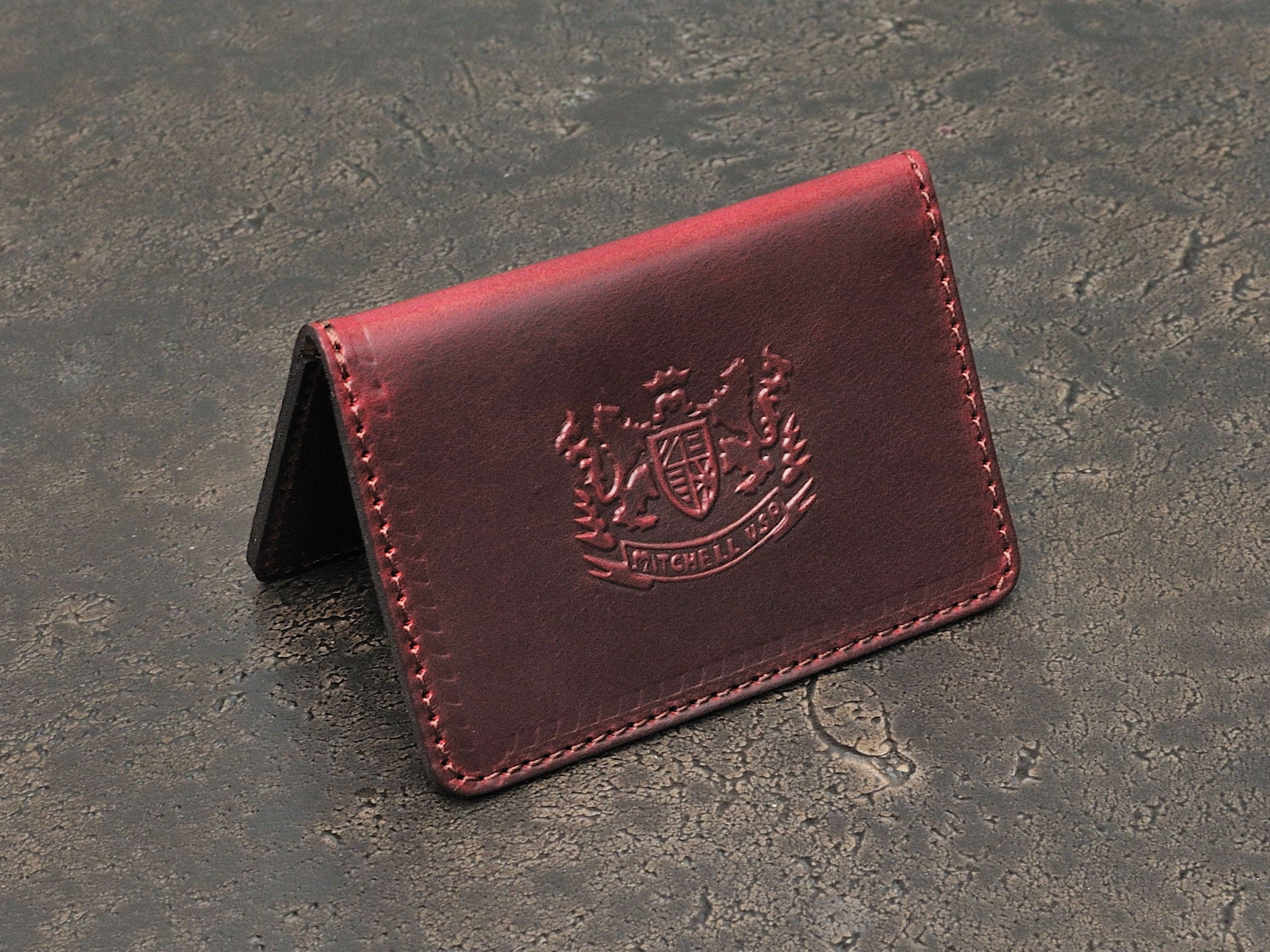 Calvi leather card wallet Hermès Burgundy in Leather - 23311026