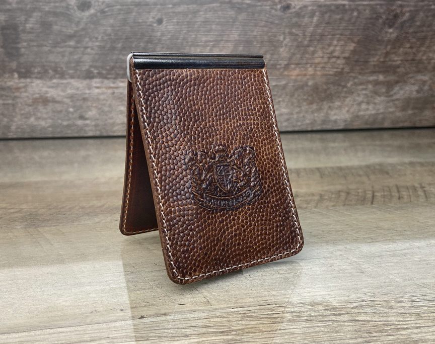 Handmade Epi money clip, Premium Navy Blue leather money clip wallet WL066